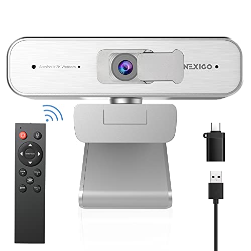 2K Zoomable Webcam Kits, N940P QHD 1440P Webcam, Autofocus, Support 1080P@ 60FPS, 3X Digital Zoom, Upgraded Video Conference Lighting, Lightweight Mini Tripod, for Zoom/Skype/Teams, Silver