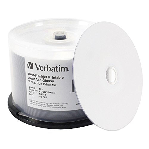 / Smartdisk - 96552 - DVD-R 4.7GB 8X Aqua Ace White Glossy Inkjet Printable Surface, Hub Printable - 50pk Spindle - Inkjet Printable