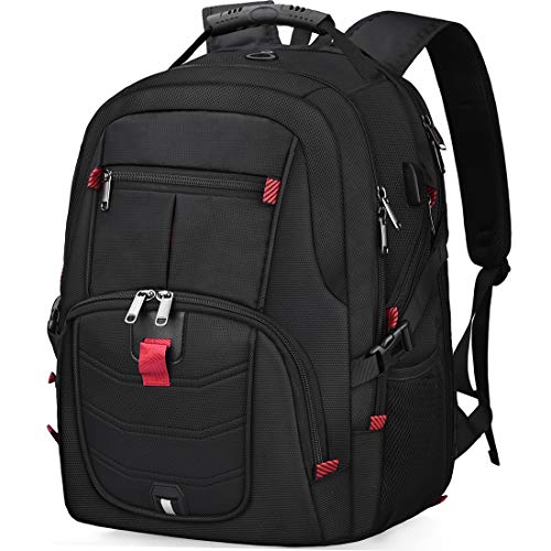 Laptop Backpack 17 Inch Waterproof Extra Large TSA Travel Backpack Anti Theft College Business Mens Backpacks with USB Charging Port 17.3 Gaming Computer Backpack for Women Men Black 45L