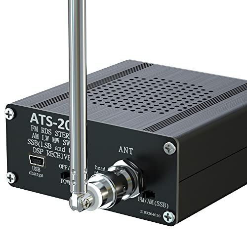 SI4732All Band Full Frequency Radio Receiver, FM AM (MW and SW) SSB (LSB and USB) with Speaker, Antenna, Battery, Black
