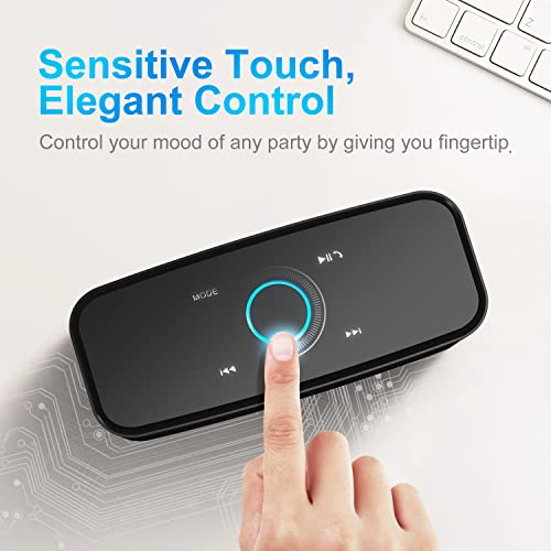Bluetooth Speaker, SoundBox Touch Portable Wireless Speaker with 12W HD Sound and Bass, IPX4 Water-Resistant, 20H Playtime, Touch Control, Handsfree, Speaker for Home, Outdoor, Travel-Black