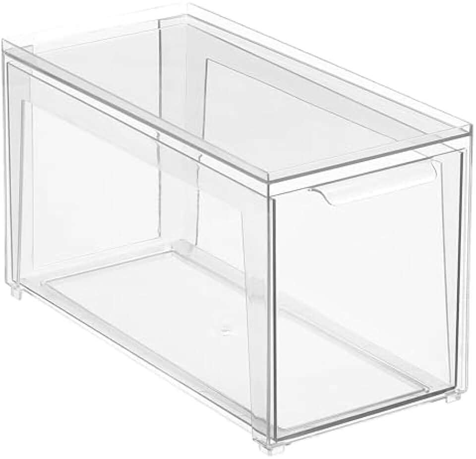 Stackable Plastic Bathroom Storage Bins, 2 Pack