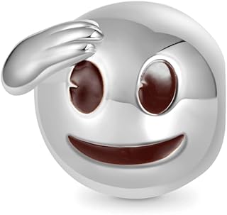Salute Face Emoji Charm in Sterling Silver for Women