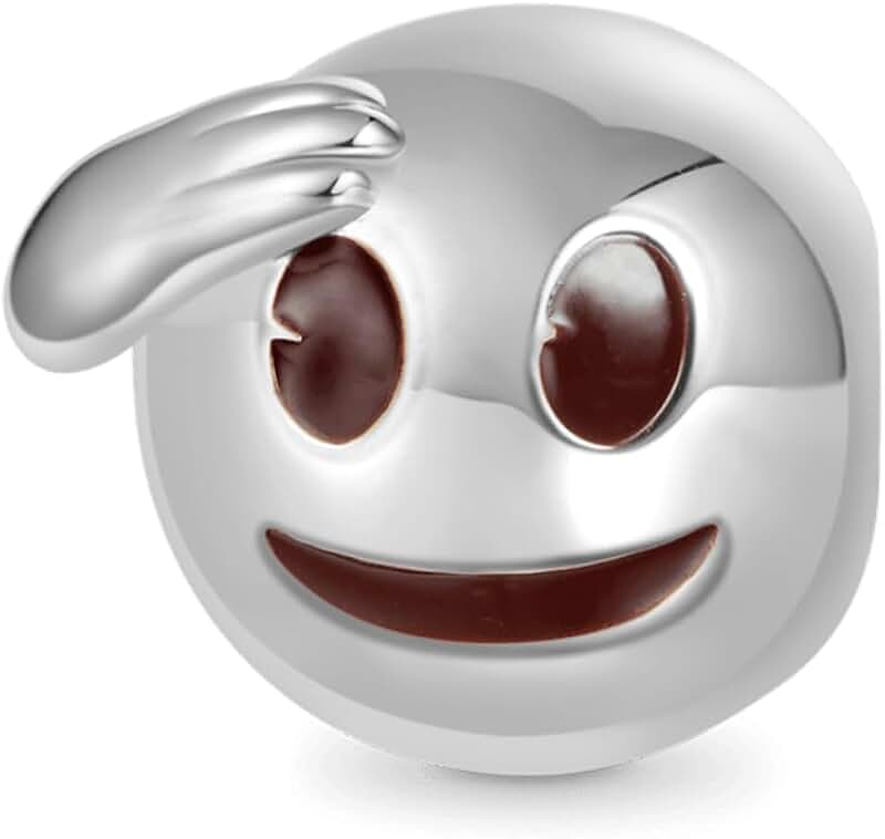 Salute Face Emoji Charm in Sterling Silver for Women