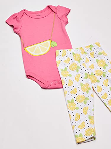 Uni  Baby Cotton Bodysuit, Pant and Shoe Set, Lemon Purse, 0-3 Months