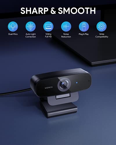 Webcam with Microphone, Full HD 1080P USB Desktop Web Computer Camera with Dual Stereo Microphones, Streaming Webcam for Video Conferencing & Chatting, Compatible with Windows, Mac, PC & Laptop