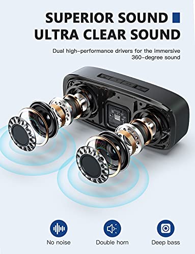Bluetooth Speaker, Wireless Portable Speaker with Loud Stereo Sound, Rich Bass, 12-Hour Playtime, Built-in Mic. Perfect for iPhone, Samsung and More