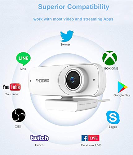 1080P PC Webcam with Microphone for Desktop,HD Streaming USB Computer Webcam [Plug and Play] Autofocus for PC Video Conferencing/Calling/Gaming, Laptop/Desktop Mac, Skype/YouTube/Zoom/Facetime