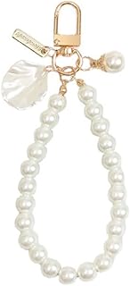 White Pearl Beaded Phone Lanyard and Keychain