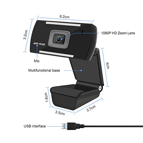 1080P Full HD Auto-Focus Webcam,Wide Angle PC Desktop USB Web Camera with Microphone for Video Conferencing,Recording and Streaming