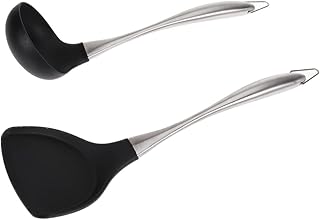 Set of 2 stainless steel wok spatulas with long handles
