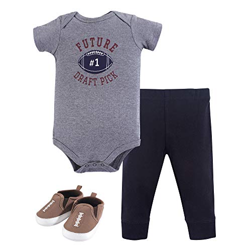 Unisex  Cotton Bodysuit, Pant and Shoe Set, Football, 3-6 Months