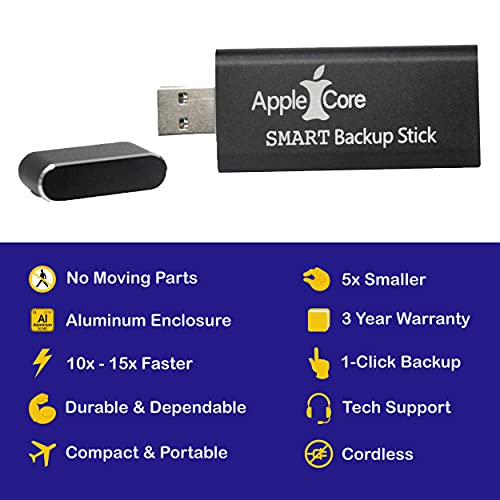 1 Click Smart Backup 512GB Portable Solid State External Hard Drive with Tutorial Videos for Mac Computers, iMac, MacBook Air, MacBook Pro, Photo, Document Backup, USB 3.1, Time Machine