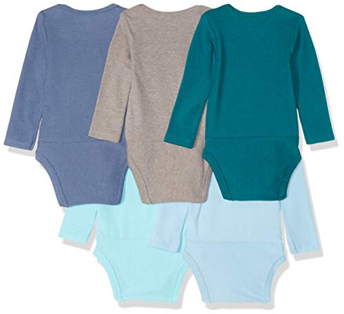 baby boys Ultimate Flexy 5 Pack Long Sleeve Bodysuits Bodystocking, Blues, 6-12 Months US