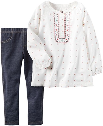 Baby Girls' 2 Pc Playwear Sets 239g233, Poplin Ivory/Light Pink, NB