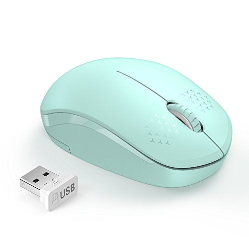 Wireless 2.4G Noiseless Mouse with USB Receiver in Mint Green