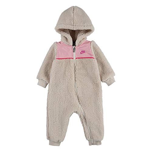 Baby Girl Sherpa Fleece Hooded Coverall (Light Orewood(06H118-X27)/Pink, 3 Months)