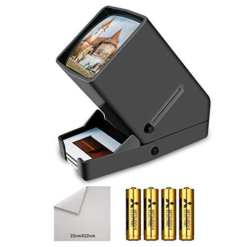 35mm Slide Viewer, 3X Magnification and Desk Top LED Lighted Illuminated Viewing and Battery Operation-for 35mm Slides & Positive Film Negatives(4AA Batteries Included)