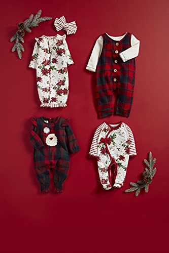 Baby Girls' Poinsettia Sleeper, Red, 0-3 Months