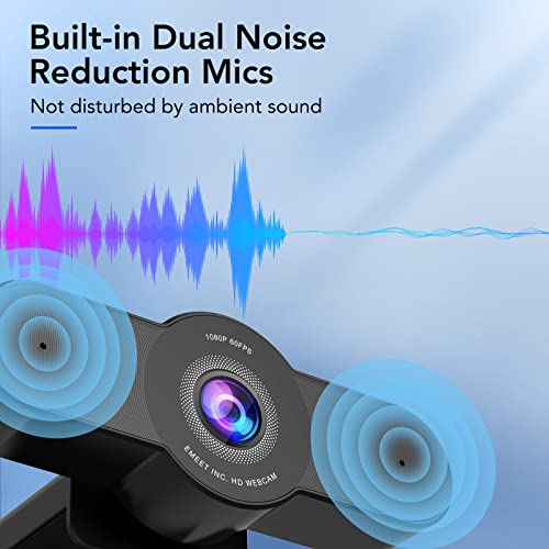 Webcam with Microphone, 1080P HD 60FPS Streaming Webcam USB Webcam w/2 Noise ReductionMics,Software Control,90FOVAutofocus,Webcam for Desktop PC Mac Laptop Zoom Gaming FaceTime Teams Twitch -