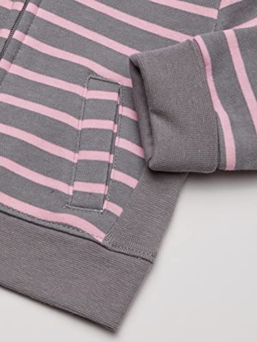 uni  baby Ultimate Zippin Fleece Jacket Sweater, Steel/Pink Stripe, 0-6 Months US