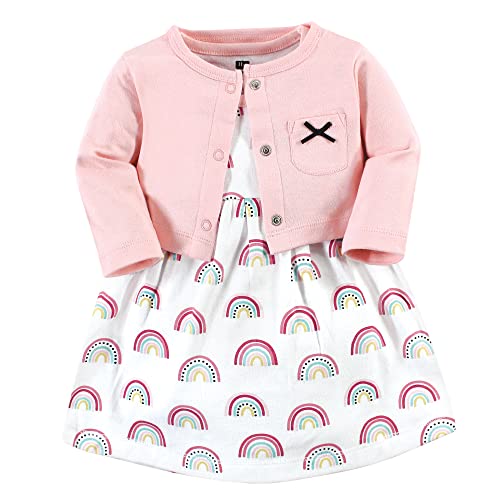 Cotton Dress and Cardigan Set, Modern Rainbow, 3-6 Months