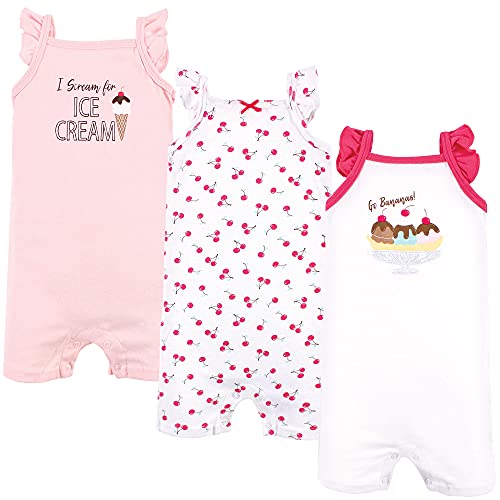 Uni   Cotton Rompers, Banana Split, 0-3 Months