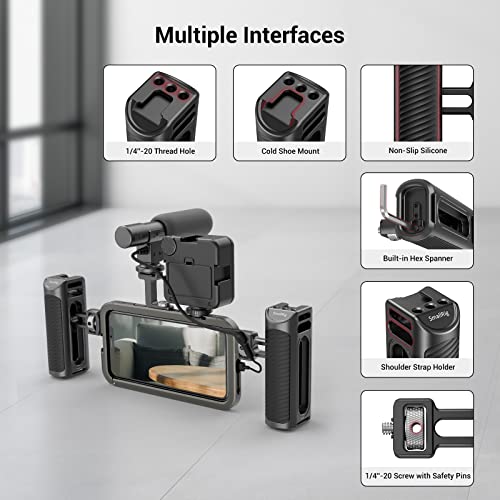 Side Handle for Phone Cage Smartphone Video Rig Cage iPhone cage Samsung Cage Universal Phone Cage Aluminum with Cold Shoe and 1/4 Threads - HSS2424
