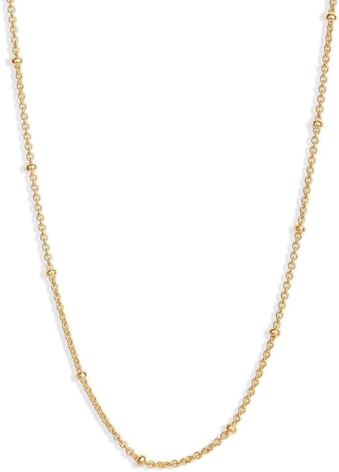 Sterling Silver Gold Filled White Gold Bead Chain Necklace