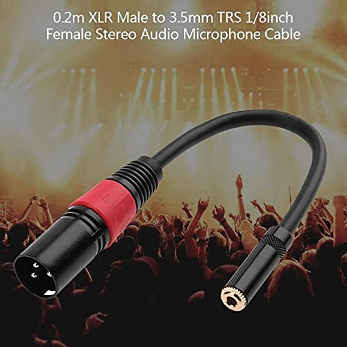 0.2m 3-pin Male Plug to 3.5mm 1/8-inch Female Stereo Audio Adapter Microphone Extension Cable