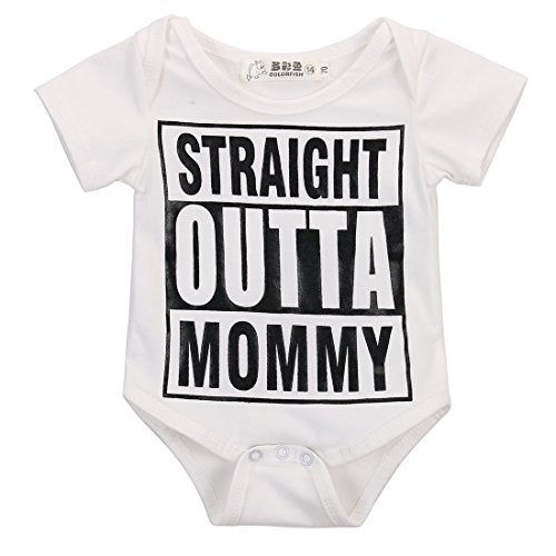 Baby Girl Boy Clothes Straight Outta Mommy Bodysuit Romper Jumpsuit Outfits  0-3 Months, White