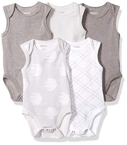 Ultimate Baby Flexy 5 Pack Sleeveless Bodysuits  Tanks , Grey Fun, 6-12 Months