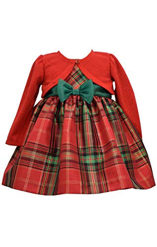Dress - Plaid with Red Cardigan for Baby, Toddler, Little and Big Girls, 3-6 Months