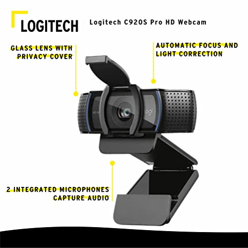C920S HD Pro Webcam with Privacy Shutter Bundle with Knox Gear 4-Port 3.0 USB Hub (2 Items)