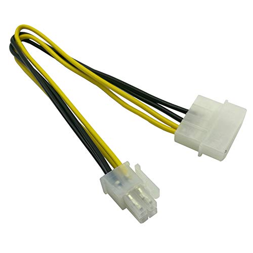 (3-Pack) LP4 Molex Male to ATX 4 pin Male Auxiliary Power Adapter Cable 9.5-inch(24cm)