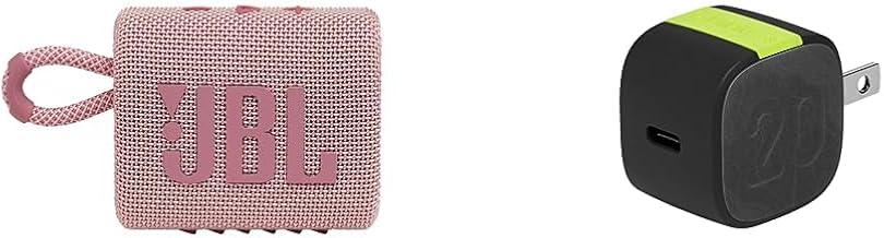 Portable Pink Waterproof Bluetooth Speaker and Compact USB-C Charger