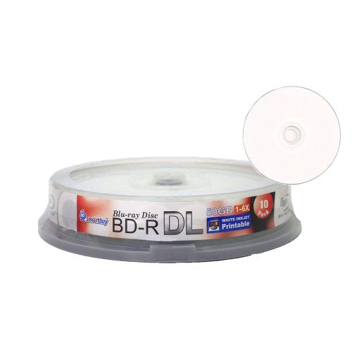 10 Pack Bd-r Dl Printable White Inkjet 50gb 6X Blu-ray Double Layer Recordable Disc Blank Data Video Media 10-Discs Spindle