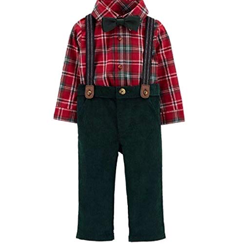 Baby Boys  Plaid Top   Bottom Set with Bowtie Red Green -   3 Month