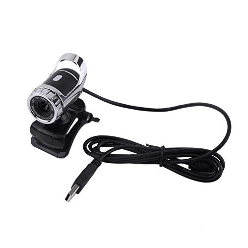 Webcam 12M Pixels Clip-on Web Camera Built-in Microphone with 360 Rotating Stand for HD Video Calling and Recording[Silver]