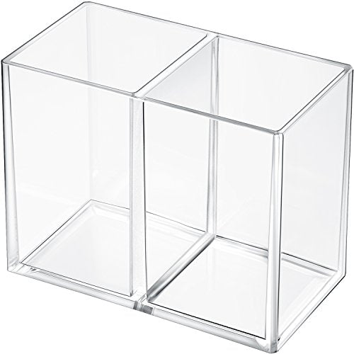 Acrylic Pencil and Brush Holder with Two Compartments
