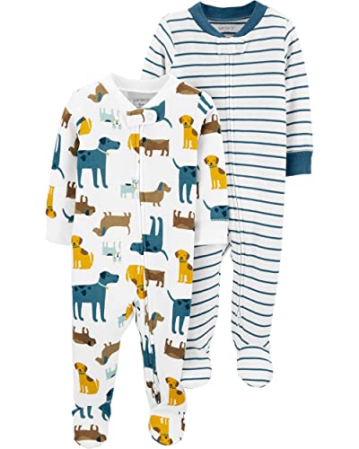 Carter s Baby Boys  Cotton Sleep   Play  Pack of 2   animal stripe multi, 3 Months