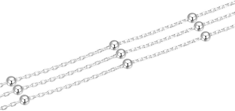 5 Feet 925 Silver Bead Station Chain for Jewelry Making