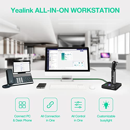 WH63 Wireless Headset with Microphone for Computer PC Laptop Teams Headset Office IP VoIP Phones Noise Canceling Mic Single Ear Headset with Charge Stand for Unified Communication