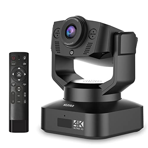 Zoom , N990 4K PTZ Zoomable Webcam, Video Conference Camera System with 5X Digital Zoom, Sony Starvis Sensor, Position Preset, Dual Stereo Mics, 2x3.5mm Audio Jacks for External Mics