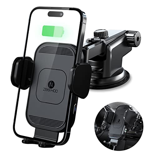 Wireless Car Charger 15W Qi Fast Charging Auto-Clamp Black