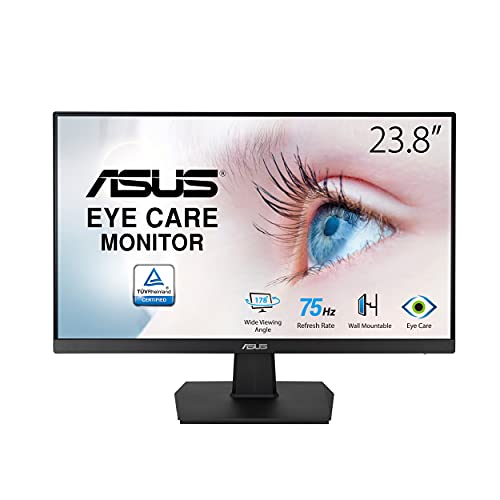 23.8 1080P Monitor (VA247HE) - Full HD, 75Hz, Adaptive-Sync/FreeSync, Low Blue Light, Flicker Free, Eye Care Plus, VESA Mountable, Frameless, HDMI, DVI, VGA, Tilt Adjustable