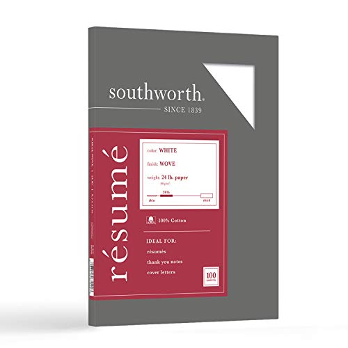 White 100% Cotton Resume Paper, 8.5 x 11, 24 lb, 100 sheets
