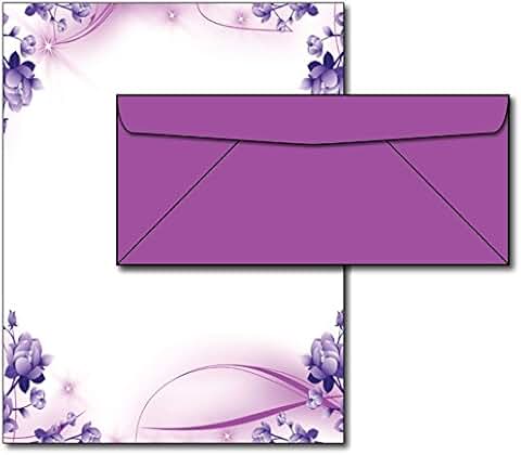 Purple Passion Stationery Paper and Envelopes, 40 Sets