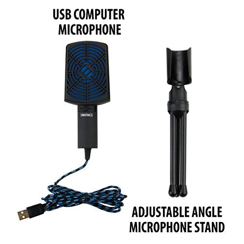 (Improved 2018 Edition) PC USB Condenser Gaming Microphone - Computer Streaming Mic Adjustable Stand Design and Mute Switch by - For Skype, Conference Calls, Twitch, Youtube, and Discord