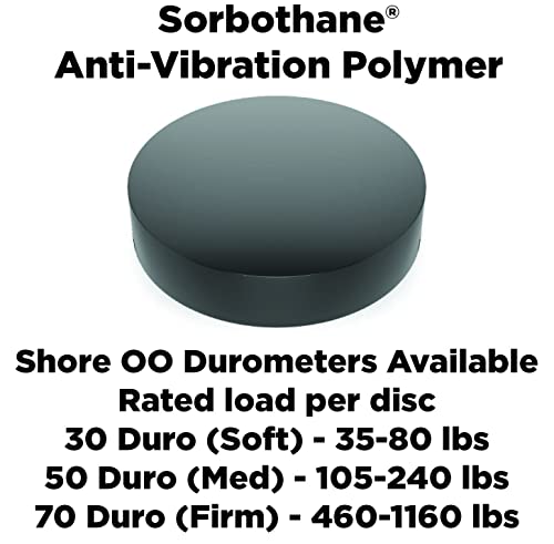 It: Sorbothane Vibration Isolation Circular Disc Pad .5" (1.27cm) Thick x 3" (7.62cm) Dia. 70 Duro - 4 Pack